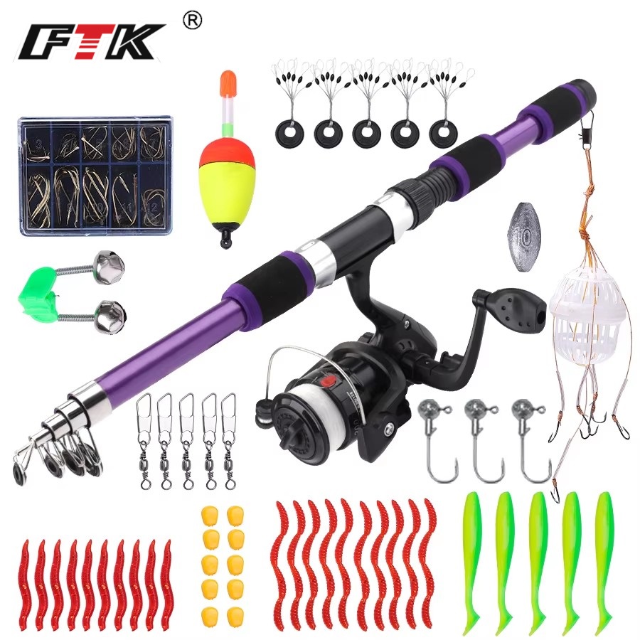 Fishing Rod Combo - FTK 1.8M Portable filature canne à