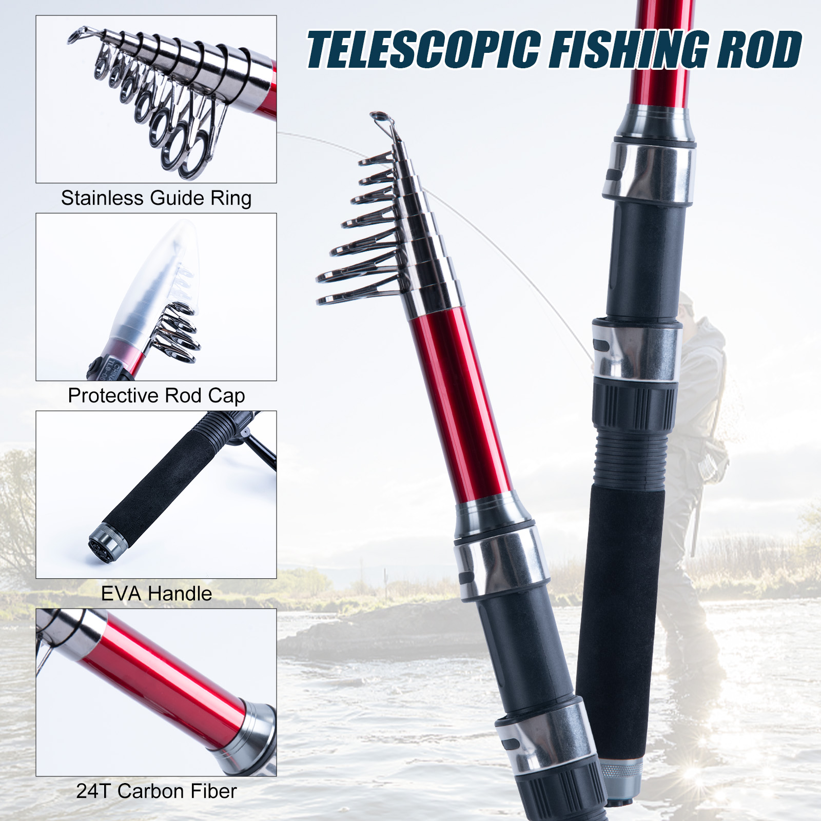Ensemble canne à pêche télesco - Fishing Rod Spinning avis et prix